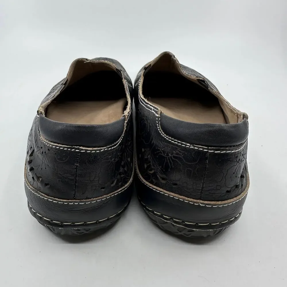 LArtiste Shoes Libora WMNS 42B Black Brown Floral Leather Slip On Comfort Boho